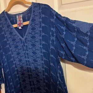 Johnny Was blue blouse, small